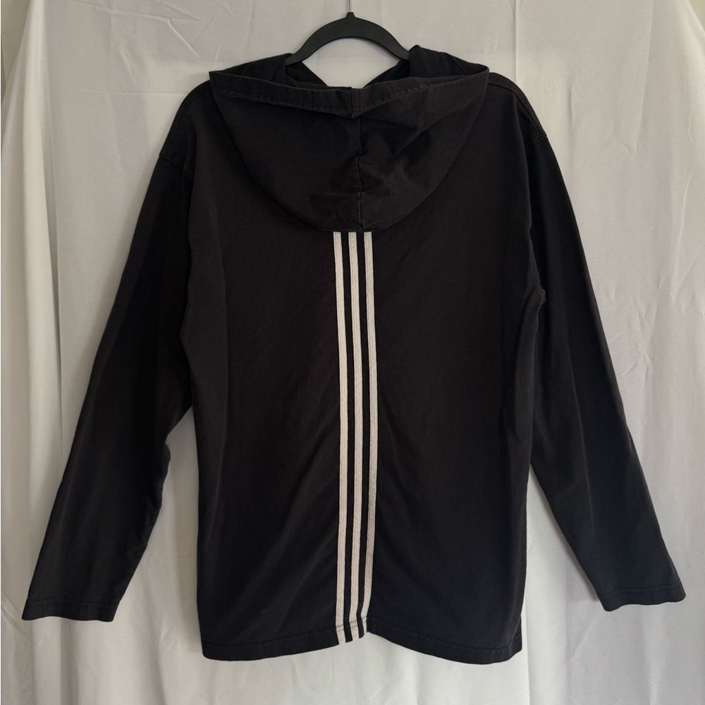 Vintage adidas Light Black Hoodie with White Stripes